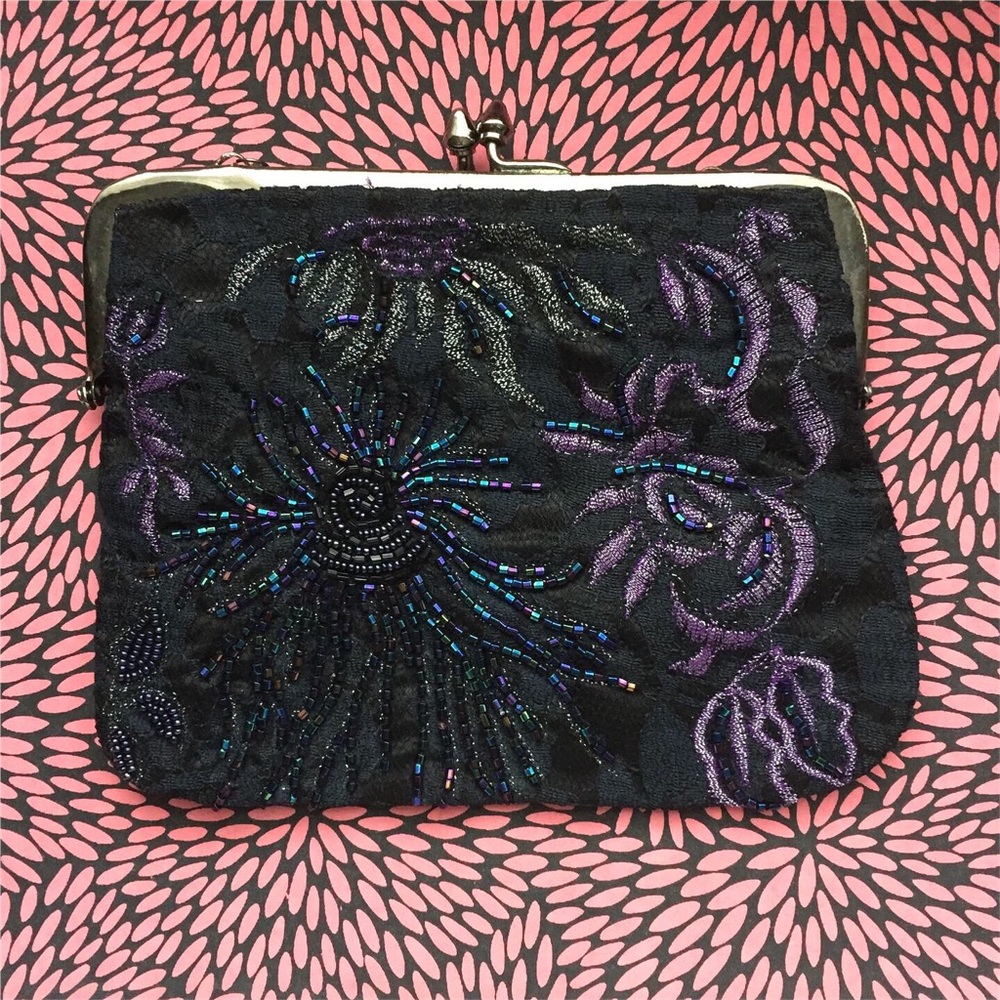 Navy Beaded Purse